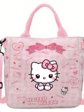 Hello Kitty Pink Crossbody Bag Kawaii Heart Bow Pastel Purse Detachable Strap